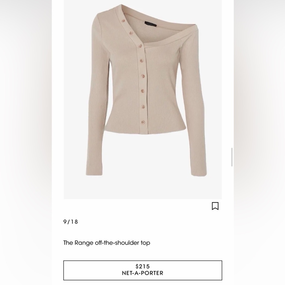 The Range Ribbed Button-Front Off-Shoulder Long S… - image 1